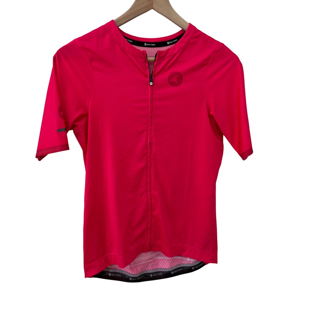 Pactimo Cycling Jersey Size L Pink Short Sleeve Full Zip Breathable Road Bike